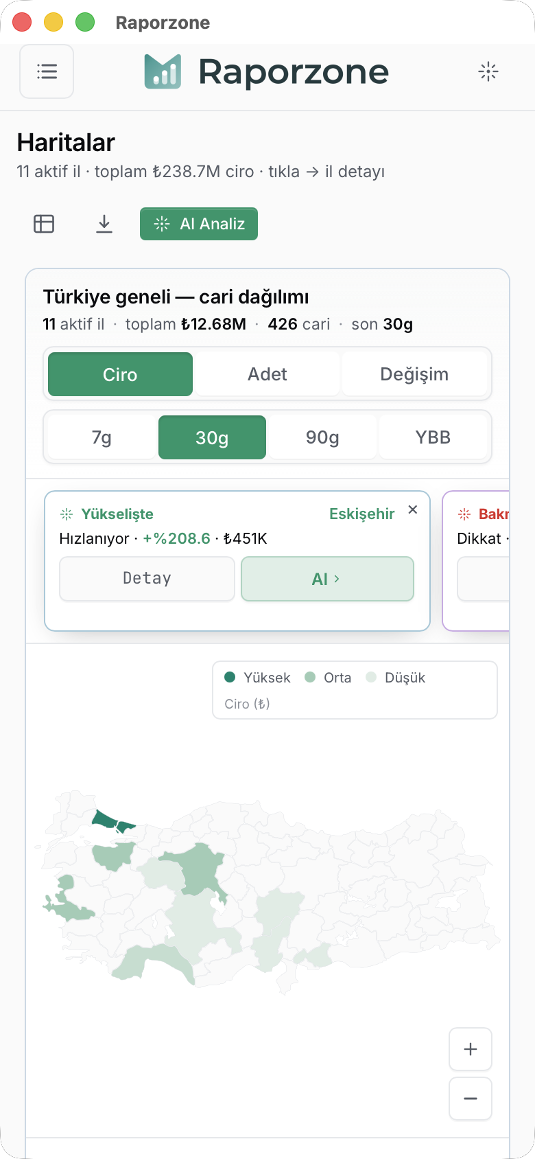 Mobil — Türkiye satış haritası